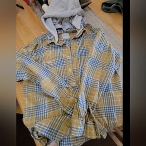 American Eagle Outfitters Blue and Yellow Plaid Shirt